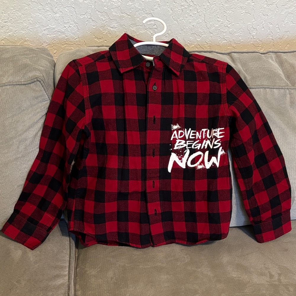 Dip Kids Plaid Button Down Shirt - Red & Black
